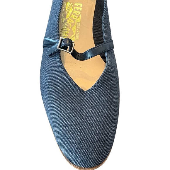 Salvatore Ferragamo Audrey Denim Women's Mary Jane Ballerina Flats - Picture 4 of 4